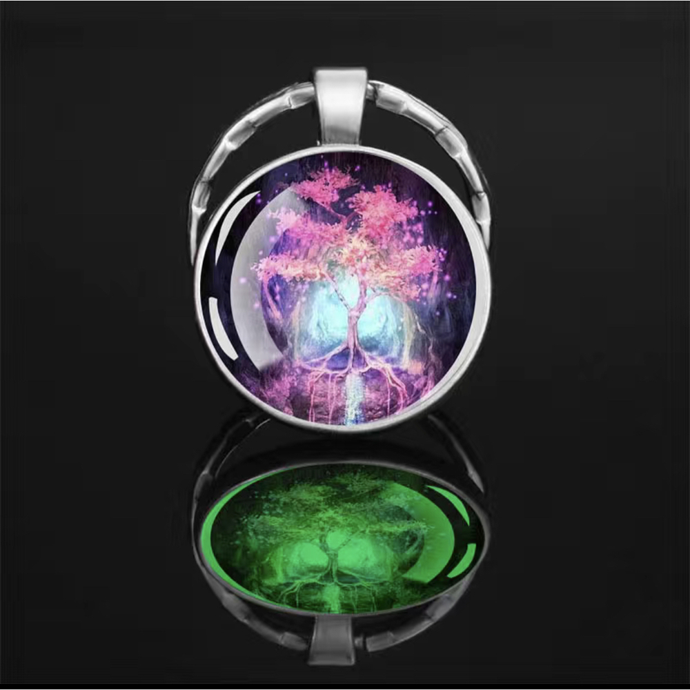 3/$25 Tree Of Life Glow in the Dark Stainless Steel Keychain NEW